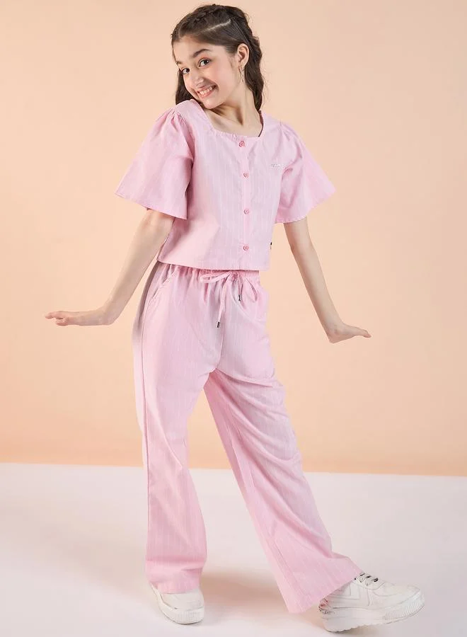 Stylo Bug Stylo Bug Striped Square Neck Top and Pants Set