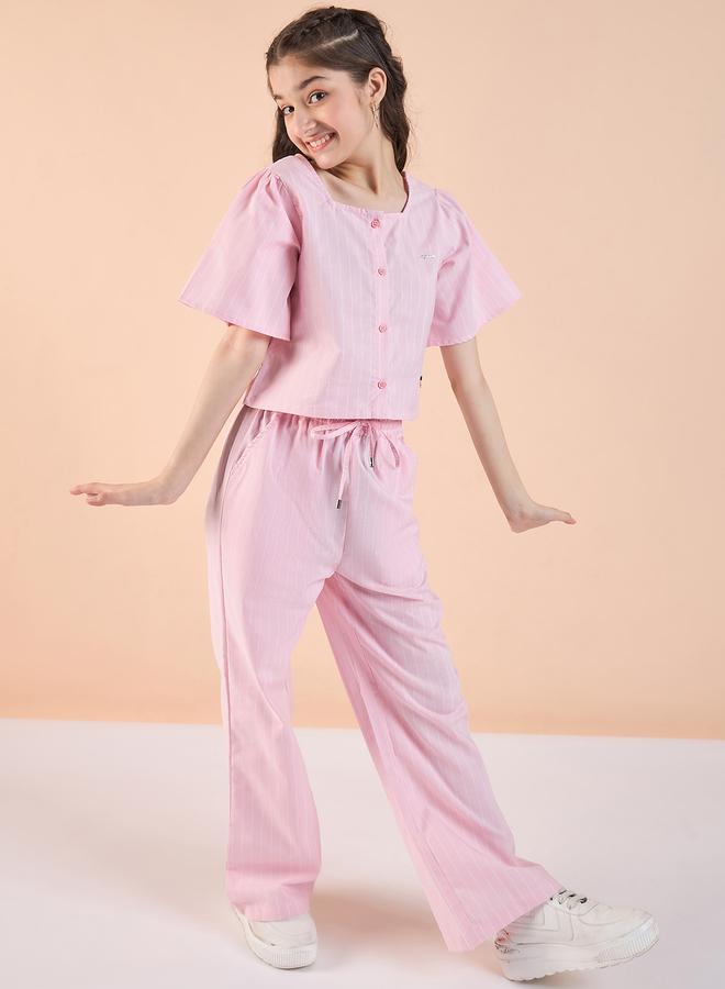 ستايلو بج طقم بلوزة وبنطلون برقبة مربعة مخططة من ستايلو بيج - Image 4