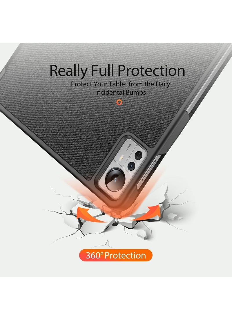 DUX DUCIS - Dux Ducis Domo Series Horizontal Flip Magnetic PU Leather Case with Three folding Holder For Xiaomi Mi pad 5 Pro 12.4 Inch (Black) - Image 1
