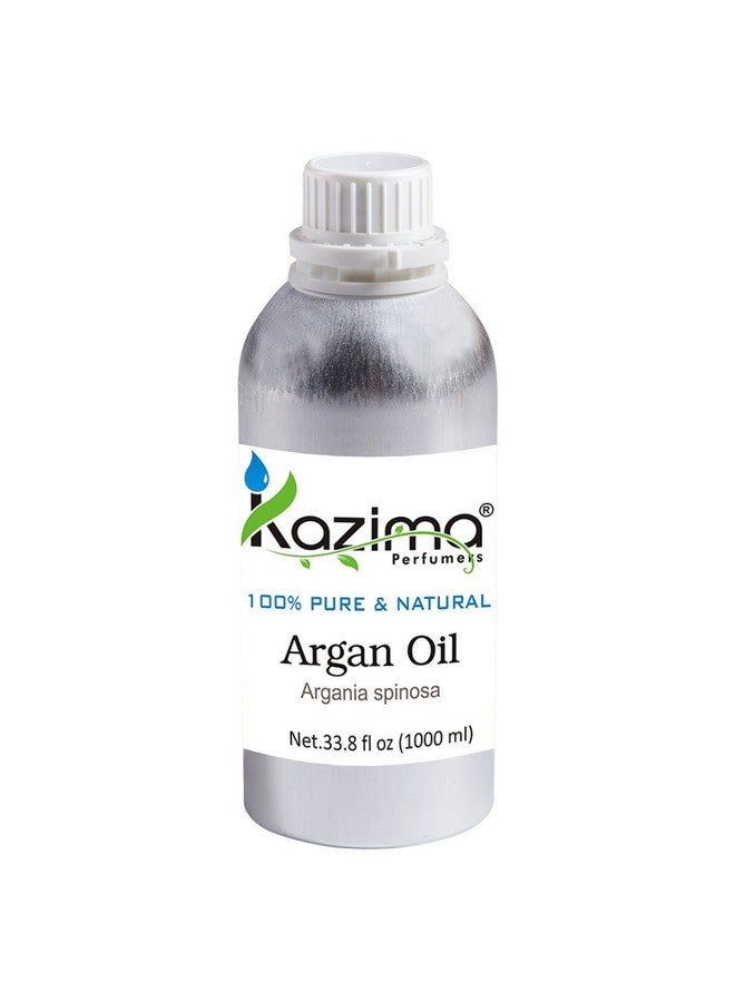 KAZIMA Argan Moroccan Cold Pressed Carrier Oil- 100% Pure Natural & Undiluted Used For Face, Skin, Body Massage, Nails, Hair Growth, Beard Growth, Moisturizer, 1000 Ml