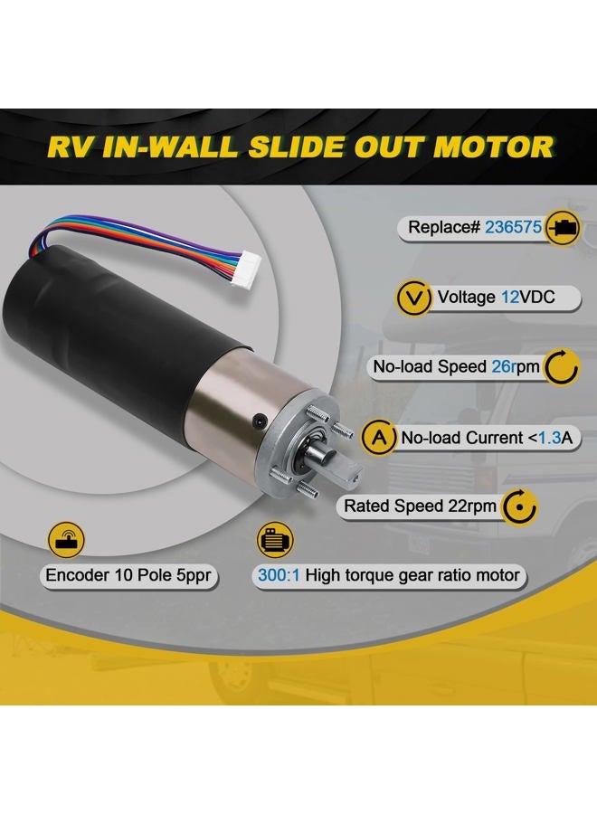 FHRHRY 236575, Rv In-Wall Slide-Out Motor Compatible With Lippert Schwintek Slide System, Ig-42 10Mm Assembly, For Travel Trailer And Camper | 300:1 High Torque Gear Ratio, 12V - Image 3
