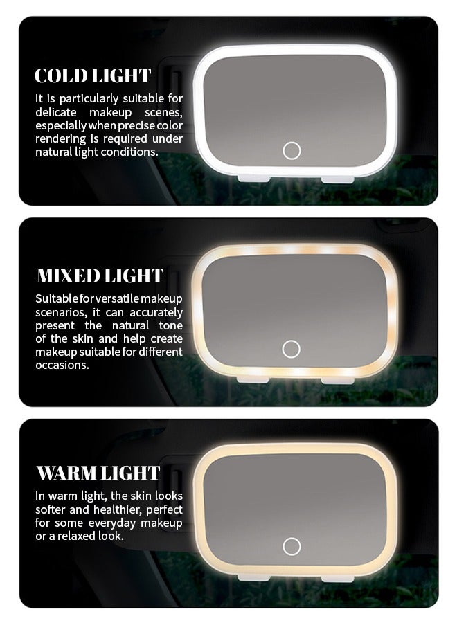 Generic Removable Car Sun Visor Makeup Mirror Rechargeable Car Rearview Mirror Portable Makeup Mirror with 3 Light Modes Touch Screen Easy to Install Women Car Accessories for Hyundai Toyota Mazda Audi BMW  - Image 4