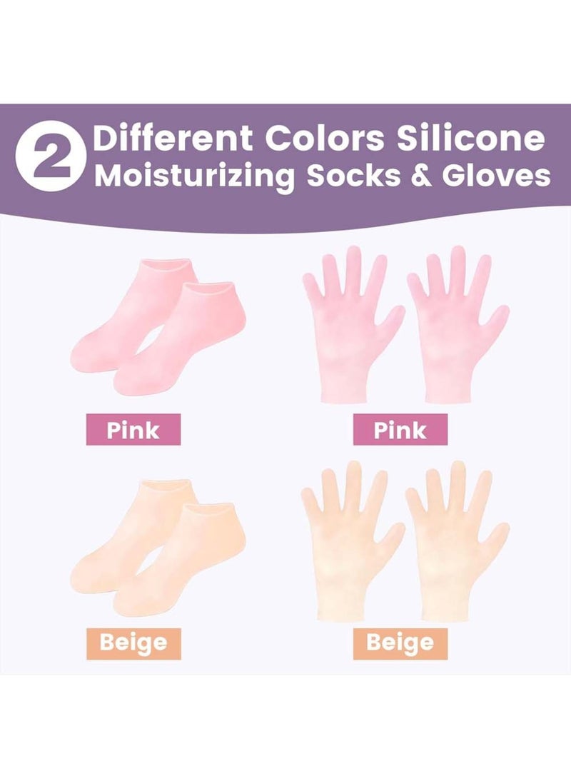 Dougez 4 Pairs Silicone Socks Gloves Set for Dry Cracked Feet and Hands,Silicone Socks Gel Foot Skin Care Moisturizing Socks,Silicone Foot Socks for Women,Moisturizing Feet - Image 5