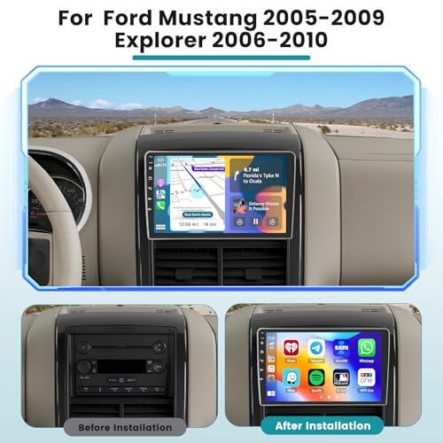 Roinvou [DSP & EQ] 2G+64G Car Radio for Ford Mustang 2005-2009/Explorer 2006-2010, 10.1 inch Touch Screen for Mustang Bluetooth Radio Upgrade with Wireless Carplay/GPS Navigation/FM/RDS/5G WiFi/Backup Camera - Image 2