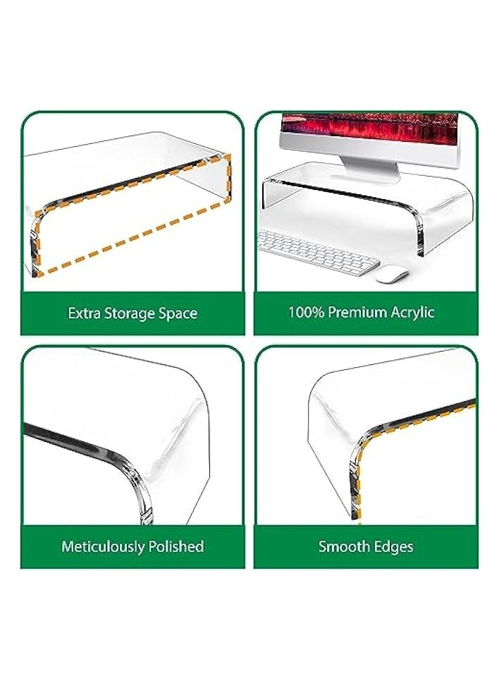 erorex Premium Acrylic Monitor Stand Clear Monitor Stand Clear Monitor Riser Laptop/PC/Multimedia Monitor Stand for Home Office School Business, Holder Clear Monitor Stand - Image 2