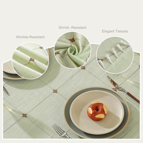 Pahajim Table Cloth Rectangle Table Cotton Linen Checkered Tablecloth Waterproof Wrinkle Farmhouse Table Cover for Kitchen Dining and Outdoor,55''x118'',10-12 Seats - Image 4