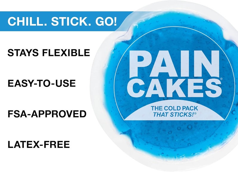 PAINCAKES باين كيكز عصي قابلة لإعادة الاستخدام لحزمة باردة 5 كبيرة حمراء لاصقة للجسم للعلاج البارد المستهدف مثالية للإصابات والمناطق الصغيرة خالية من اللاتكس كمادات باردة - Image 4