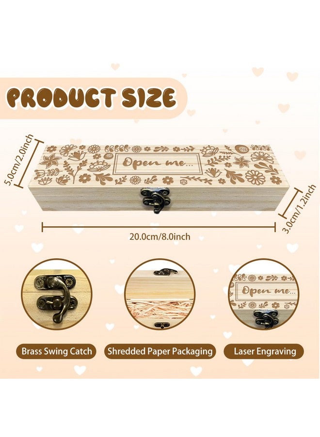 CHGCRAFT Pregnancy Test Keepsake Box Artistic Flowers Wooden Pregnancy Announcement Gifts Box with Raffia Ribbon and Lock Announcement Gifts for Dad Husband, 8x2x1.2inch - Image 2