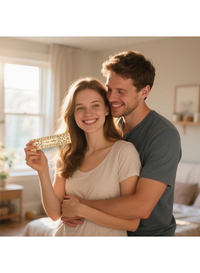 CHGCRAFT Pregnancy Test Keepsake Box Artistic Flowers Wooden Pregnancy Announcement Gifts Box with Raffia Ribbon and Lock Announcement Gifts for Dad Husband, 8x2x1.2inch - Image 5