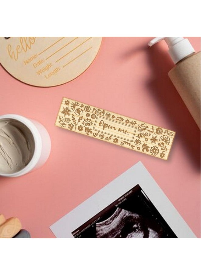 CHGCRAFT Pregnancy Test Keepsake Box Artistic Flowers Wooden Pregnancy Announcement Gifts Box with Raffia Ribbon and Lock Announcement Gifts for Dad Husband, 8x2x1.2inch - Image 4