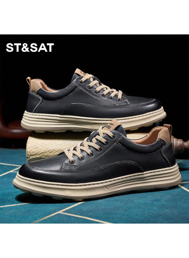 St&Sat Saay Men's Shoes, Fashionable Men's Lightweight Breathable Sneakers, Versatile Sports Casual Shoes For Men, Black, Size 39 - Image 1