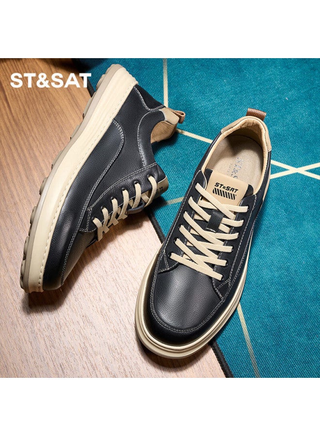 St&Sat Saay Men's Shoes, Fashionable Men's Lightweight Breathable Sneakers, Versatile Sports Casual Shoes For Men, Black, Size 39 - Image 5