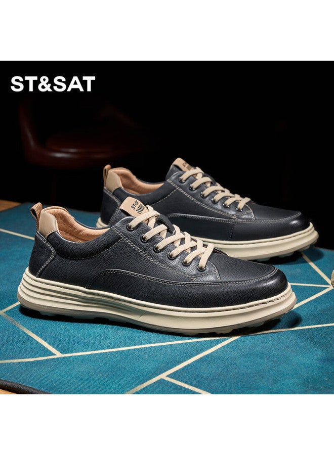 St&Sat Saay Men's Shoes, Fashionable Men's Lightweight Breathable Sneakers, Versatile Sports Casual Shoes For Men, Black, Size 39 - Image 4