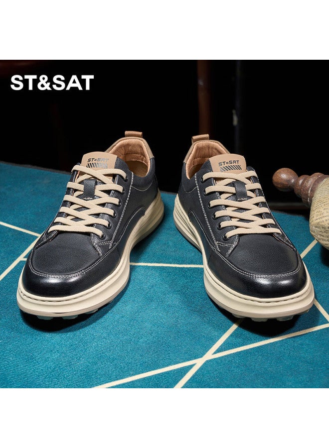 St&Sat Saay Men's Shoes, Fashionable Men's Lightweight Breathable Sneakers, Versatile Sports Casual Shoes For Men, Black, Size 39 - Image 3