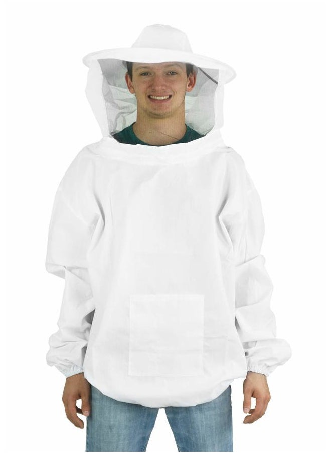 vivo Professional White Large Beekeeping Suit, Jacket, Pull Over, Smock with Veil, BEE-V105  - Image 1