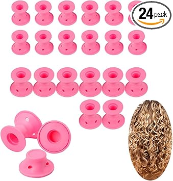 TRIXES 24 x Silicone Heatless Hair Rollers Get Mermaid Beach Hair Overnight Easy Heatless Curls12 Large 12 Small Suitable for All Hair Types - Image 1