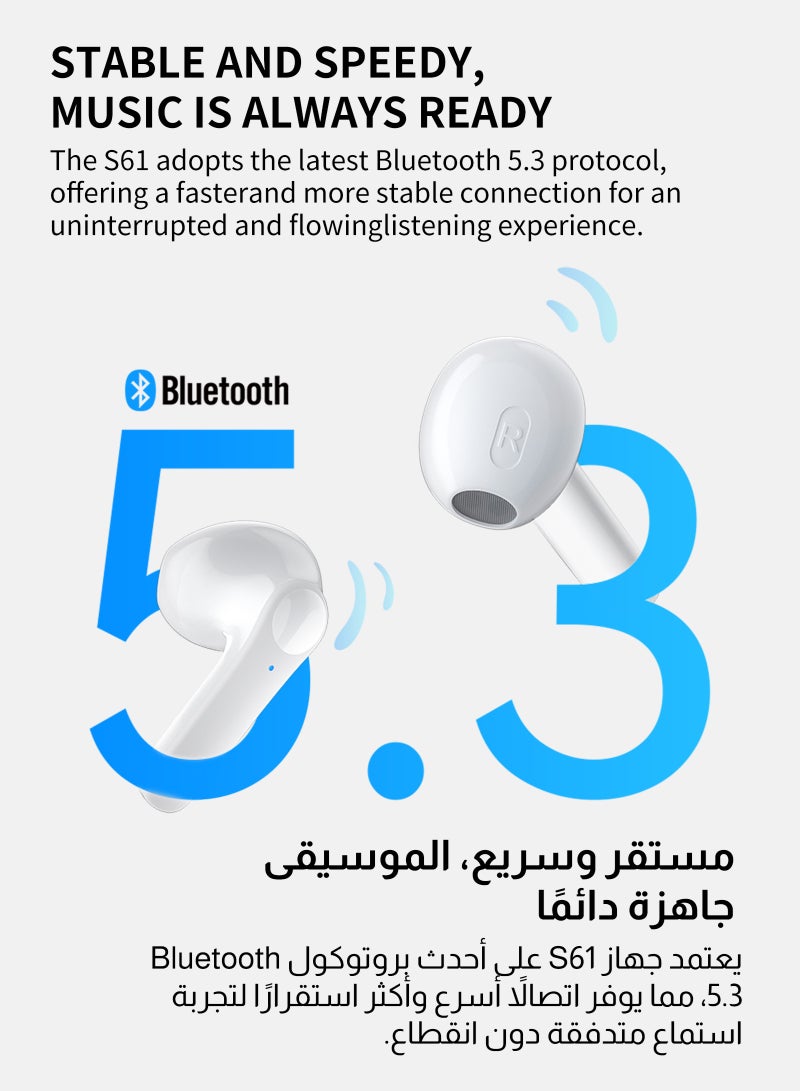 يو إل اتش واي سي سماعات أذن لاسلكية بتقنية البلوتوث 5.3، زمن انتقال منخفض للغاية، مع شاشة رقمية LED، وصندوق شحن، وسماعات أذن lPX5 مقاومة للماء مع ميكروفون لإلغاء الضوضاء لأجهزة iPhone/Samsung/Android/iOS - Image 2