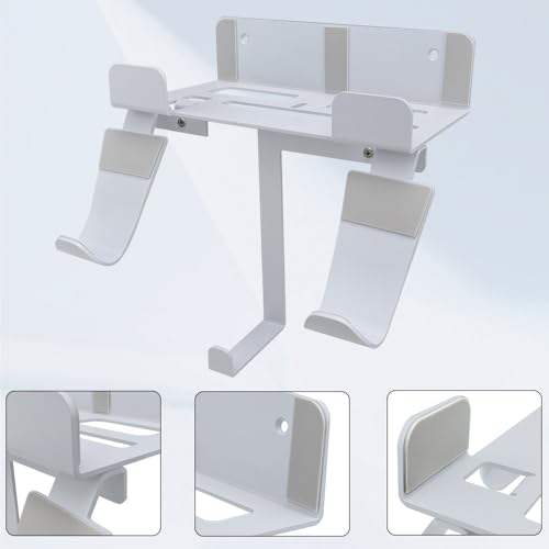 Chanvoo Wall Mount for PS5 Slim/PS5 Pro Console, Aluminum PS5 Slim Disc/Digital Console Wall Shelf Mount with Controller & Headphone Holder - White (Not for Regular PS5) - Image 5