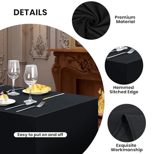 Ascoza 2 Pack Fitted Tablecloth for 6 Foot Rectangle Tables 72 x 30 Inch Black Table Covers Water Resistant Polyester Table Cloth for Wedding, Parties,Display, Trade Show (Black) - Image 3