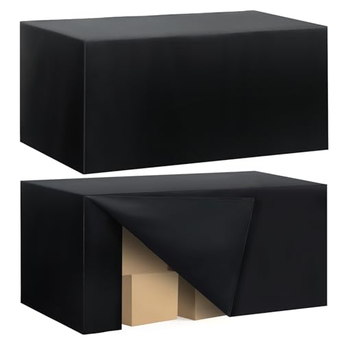 Ascoza 2 Pack Fitted Tablecloth for 6 Foot Rectangle Tables 72 x 30 Inch Black Table Covers Water Resistant Polyester Table Cloth for Wedding, Parties,Display, Trade Show (Black) - Image 1