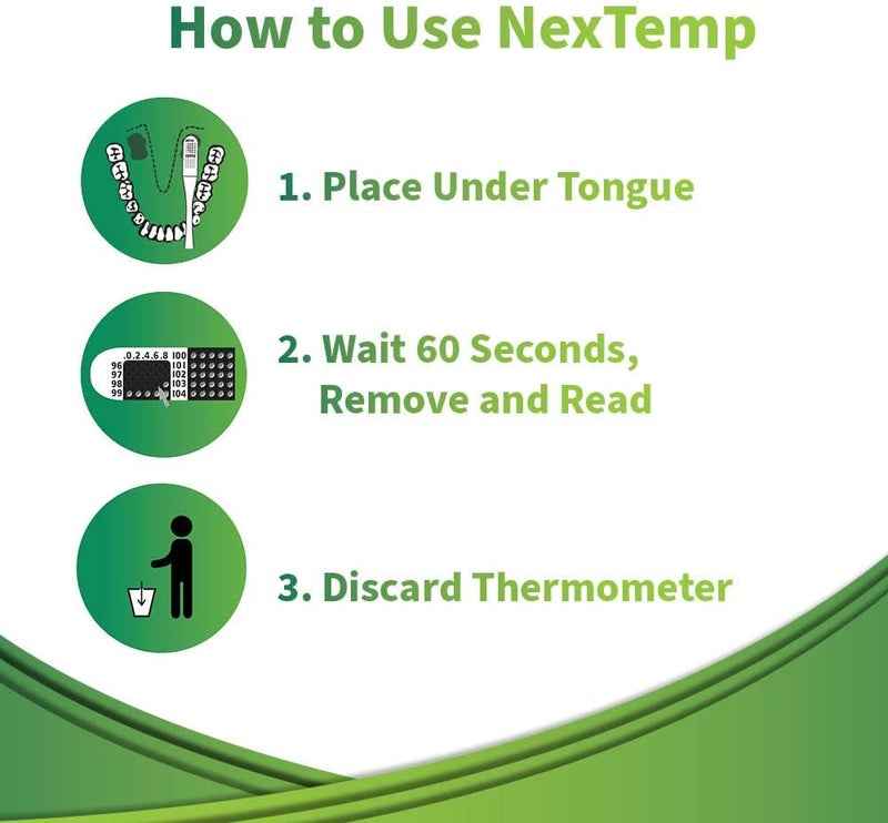 NEXTEMP Single-Use Thermometers - Individually Wrapped Disposable First Aid Supplies, High-Accuracy for Work, School, Home, Travel, and Healthcare Use, Fahrenheit, 100-Pack - Image 4