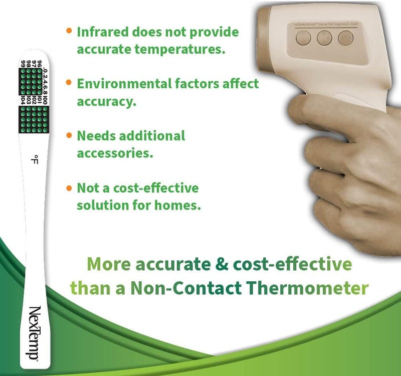 NEXTEMP Single-Use Thermometers - Individually Wrapped Disposable First Aid Supplies, High-Accuracy for Work, School, Home, Travel, and Healthcare Use, Fahrenheit, 100-Pack - Image 5