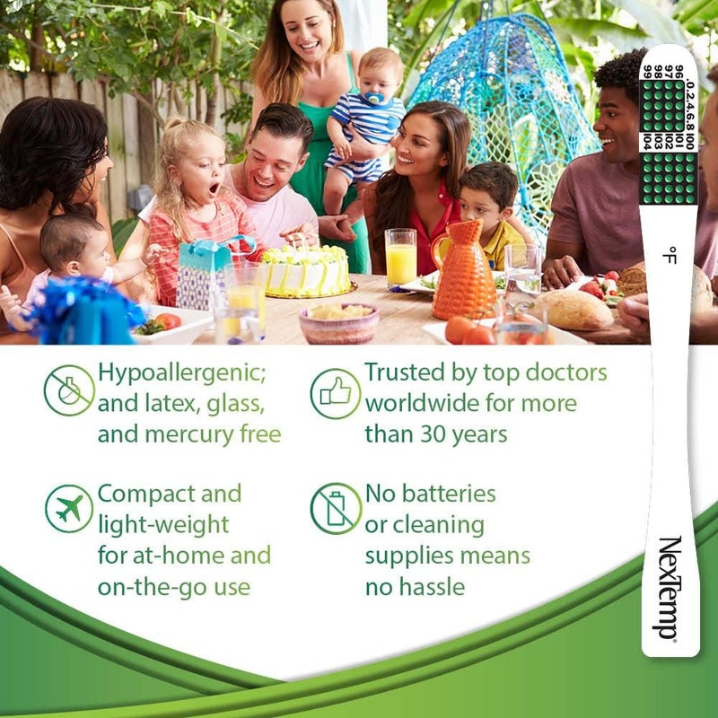 NEXTEMP Single-Use Thermometers - Individually Wrapped Disposable First Aid Supplies, High-Accuracy for Work, School, Home, Travel, and Healthcare Use, Fahrenheit, 100-Pack - Image 2