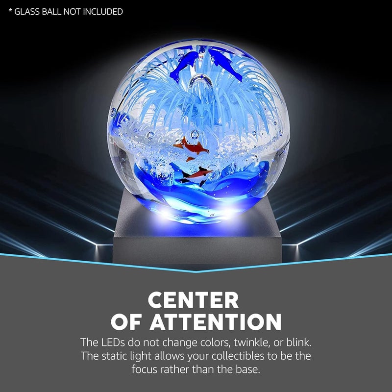 ASENTE 16 White- Light LED Lighted Base for Glass Art - Crystal Display, Lighted Acrylic Base, Glass Vases for Centerpieces Stand, Matte Black - Image 4