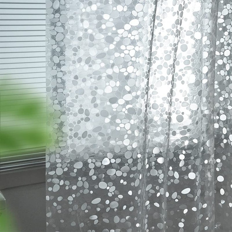 Ga-Geetopia EVA Clear Thin Shower Curtain Liner, Pebble Pattern 72x72 Inch Lightweight Plastic Bathroom Shower Showroom Inner Curtain with Rustproof Metal Grommets and Weighted Magnets(NO Hooks) - Image 1