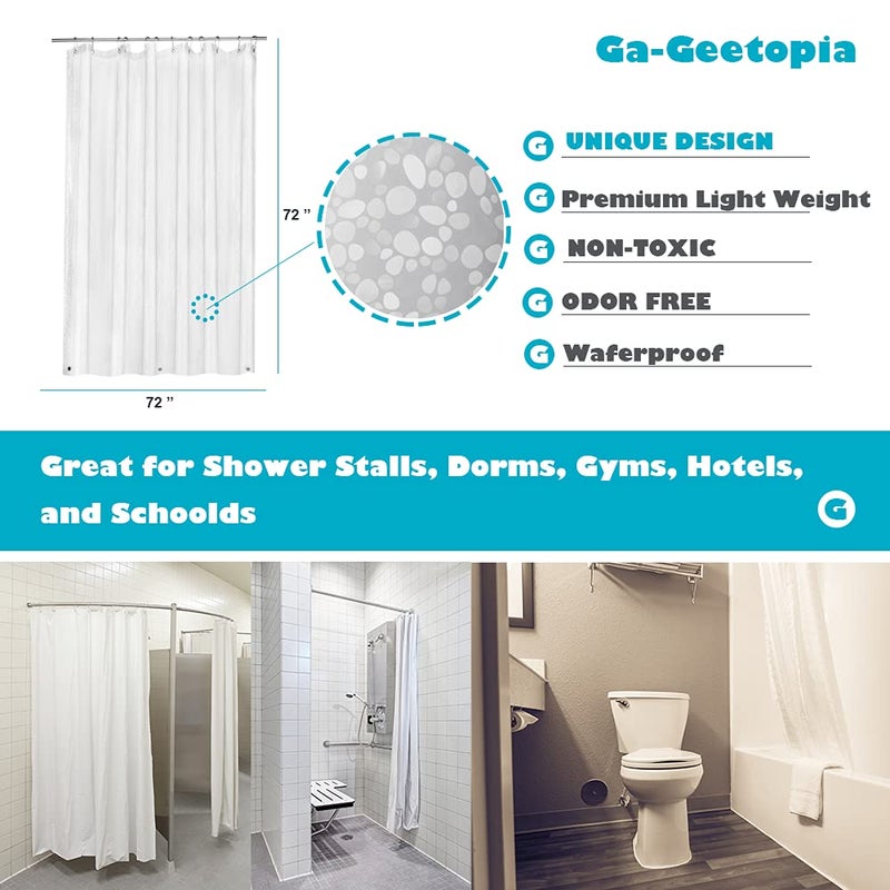 Ga-Geetopia EVA Clear Thin Shower Curtain Liner, Pebble Pattern 72x72 Inch Lightweight Plastic Bathroom Shower Showroom Inner Curtain with Rustproof Metal Grommets and Weighted Magnets(NO Hooks) - Image 3