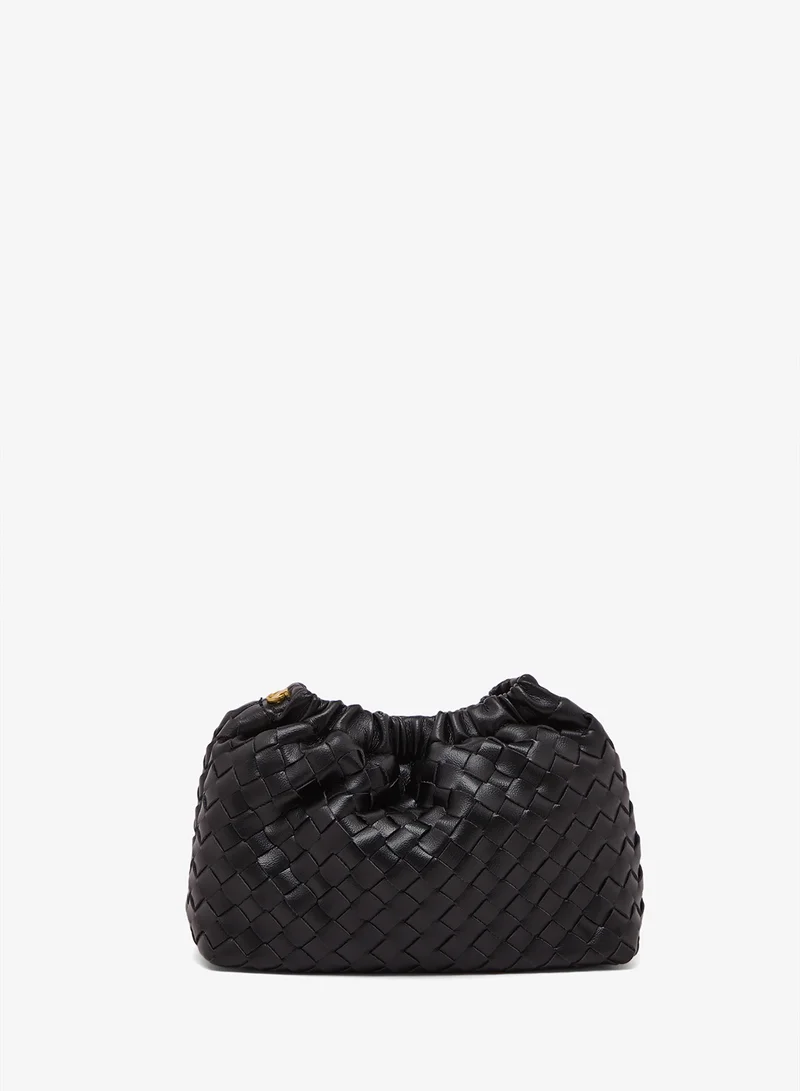 Ginger Woven Textured Bucket Bag with Golden Chain