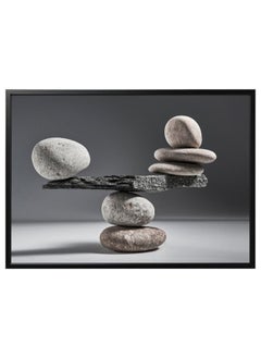 BJORKSTA balanced rocksblack Picture with frame 140x100 cm