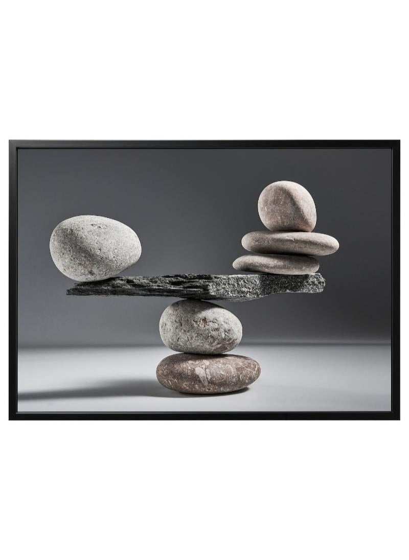 Generic - BJORKSTA balanced rocksblack Picture with frame 140x100 cm - Image 1