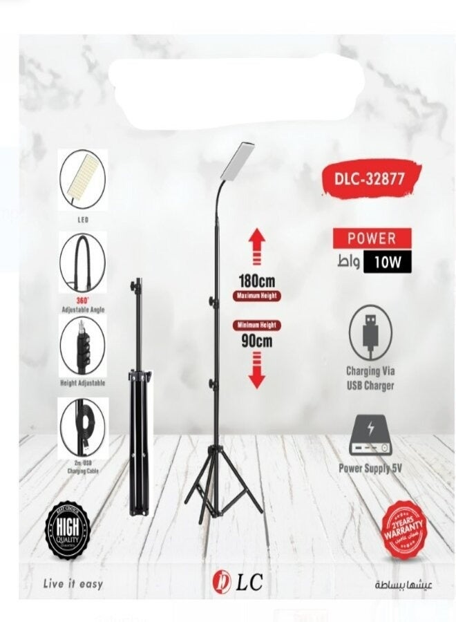 D L C Adjustable LED Floor Lamp with Tripod Stand and USB Charging