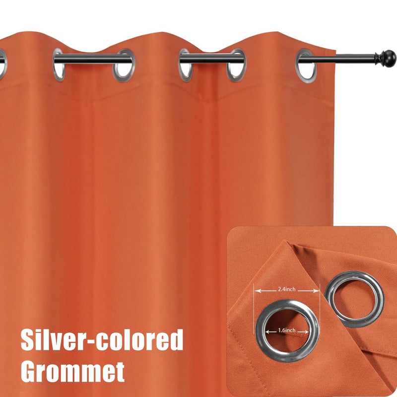 BONZER Outdoor Curtains for Patio Water Resistant Heavy Privacy Light Filtering Grommet Outside Curtains for Porch, Pergola, Gazebo, 1 Panel, 54W x 84L inch, Mecca Orange - Image 2