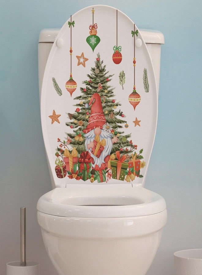 BASEMMAHER 2 Sheets Christmas Toilet Lid Stickers Decals, Christmas Tree Santa Claus Elk Bathroom Toilet Seat Wall Self-Adhesive Stickers for Xmas Home Window Clings Decorations - Image 5