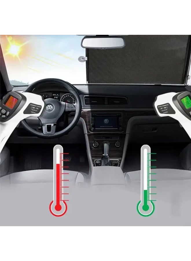 Expandable Car Sunshade Set Black UV Protection Heat Insulation Front Rear Windows Windshield - Image 5