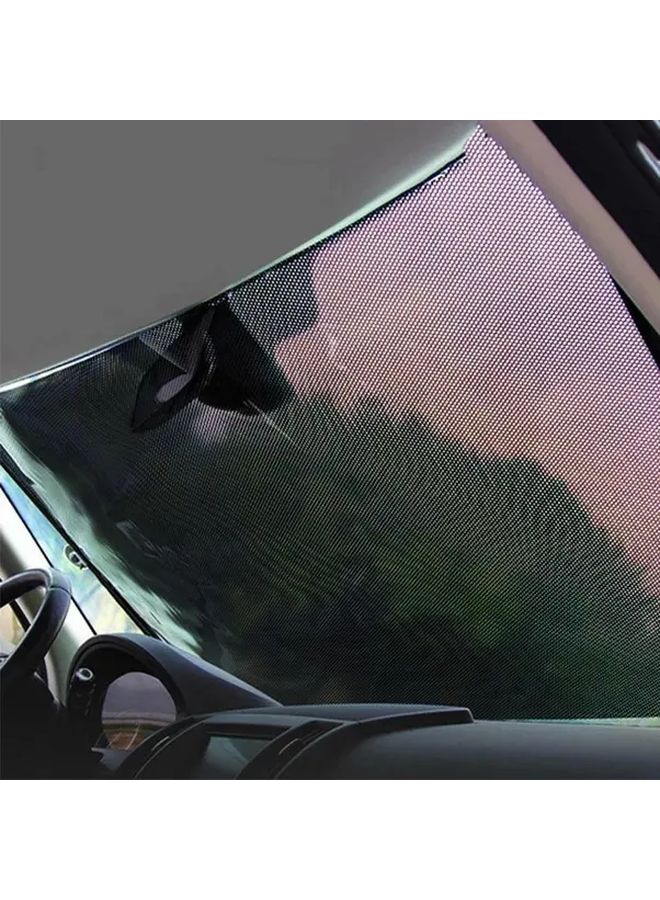 Expandable Car Sunshade Set Black UV Protection Heat Insulation Front Rear Windows Windshield - Image 3