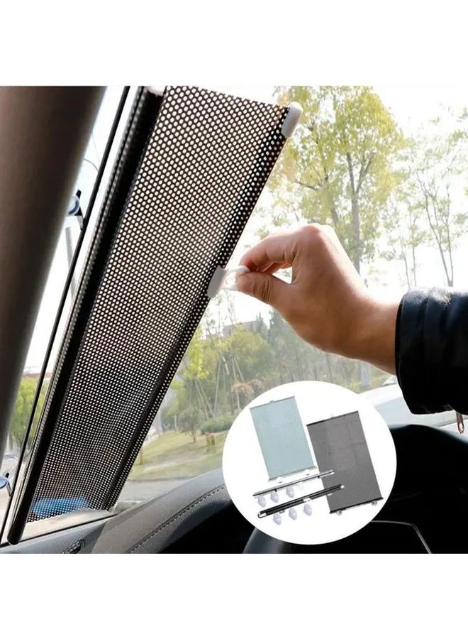 Expandable Car Sunshade Set Black UV Protection Heat Insulation Front Rear Windows Windshield - Image 1
