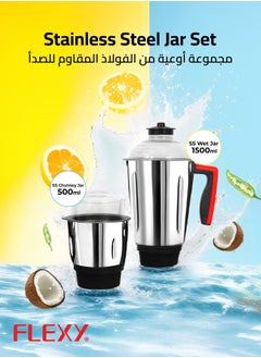 Flexy 2 In 1 Mixer Grinder 800W  Blender | Spice Grinding, Smoothie Making, Food Chopping, And Juicing | 2 Stainless Steel 1.5L  And 0.5L Jars | Ergonomic Grip  With Overload Protector  - Image 5