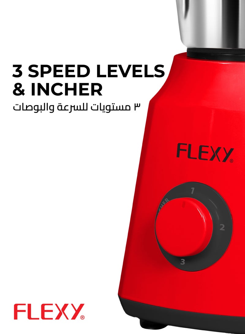 Flexy 2-in-1 blender 800w blender / spice grinding, juice making, food chopping, juice squeezing / 2 Stainless Steel jars 1.5 L and 0.5 L / comfortable grip with overload protector - Image 4