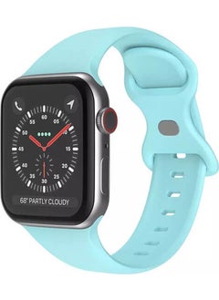 Wozlo Apple Watch 1, 2, 3, 4, 5, 6, 7, Se Silicone Band Strap - S-M Size 42/44/45MM - Light Blue  - Image 1