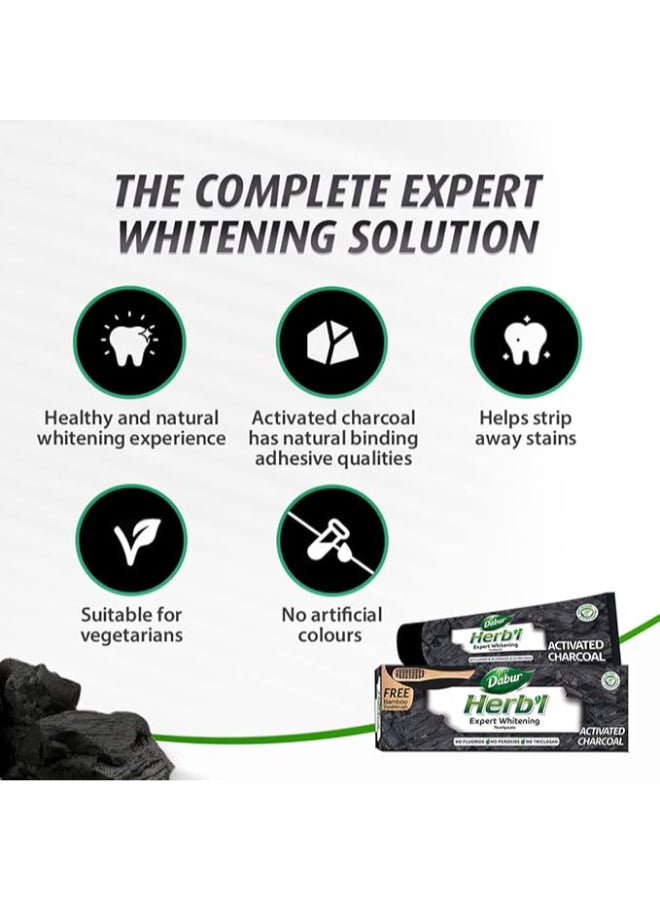 Dabur Herbal Activated Charcoal Whitening Toothpaste With Bamboo Toothbrush 150g - Image 4