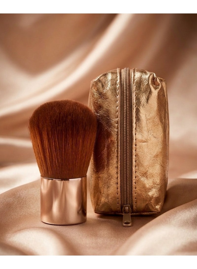 Professional Makeup Brush with Elegant Storage Case, Made of Soft and High Quality Synthetic Bristles, Rose Gold Color, Durable and Easy to Grip, - Image 1