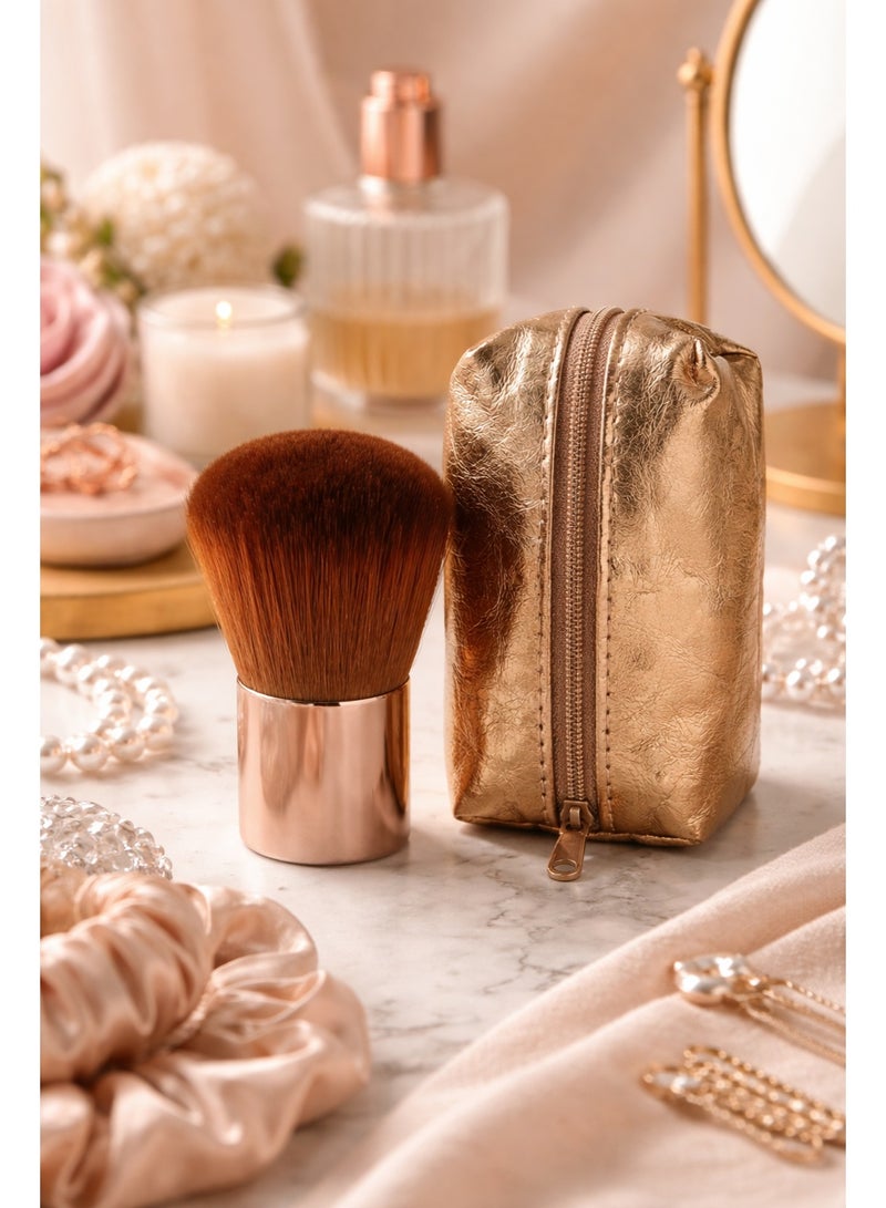 Professional Makeup Brush with Elegant Storage Case, Made of Soft and High Quality Synthetic Bristles, Rose Gold Color, Durable and Easy to Grip, - Image 3