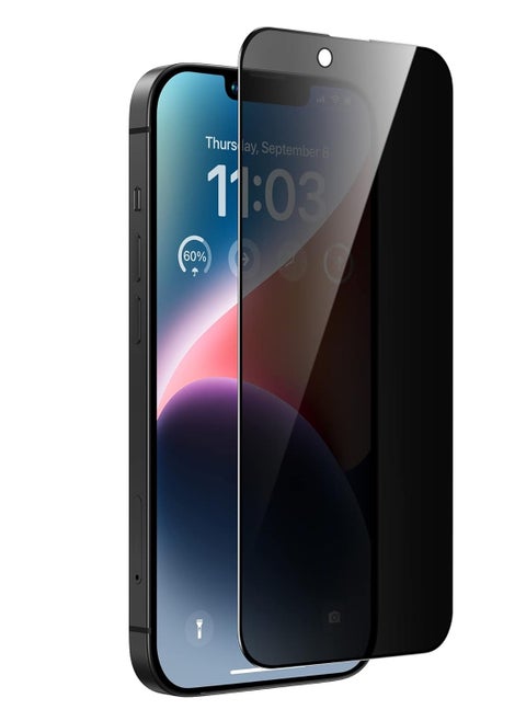 Privacy Screen Protector Compatible with iPhone 13/13 Pro (6.1 Inch), iPhone 14 Full Coverage Full Adhesive Anti-Spy, Anti-Fingerprint, Anti-Scratch, Bubble-Free, Slim and Durable Black
