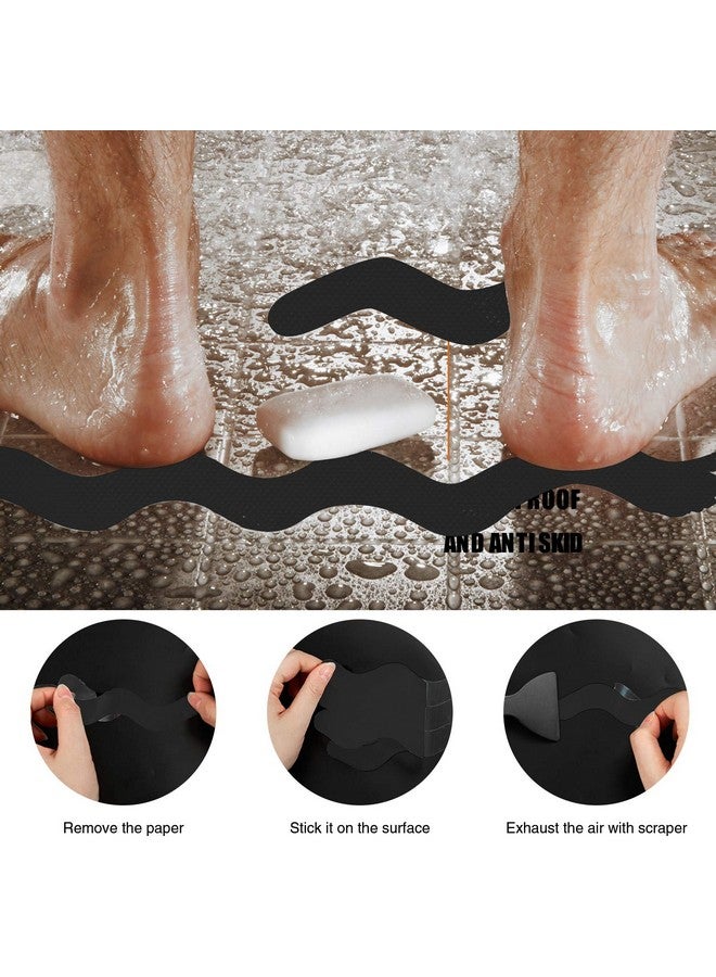 Secopad Patented Anti Slip Shower Stickers 24 PCS Safety Bathtub Strips Adhesive Decals with Premium Scraper for Bath Tub Shower Stairs Ladders Boats (Black) - Image 4
