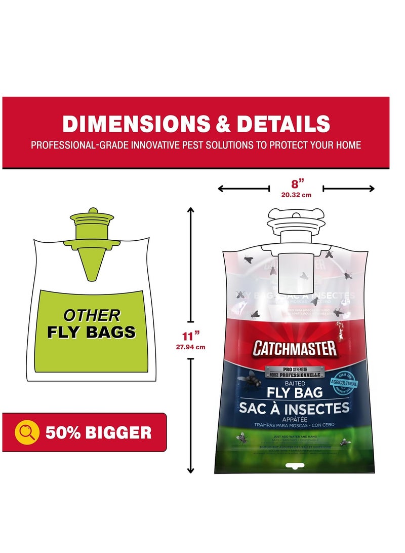 Catchmaster Catchmaster Pro Series Fly Bag 2-Pack, Hanging Fly Trap Outdoor Home, Bug Catcher and Flying Insect Trap with Natural Attractant, Pet Safe Pest Control, XL Bag for Backyard, Pool, Patio & Camping - Image 3