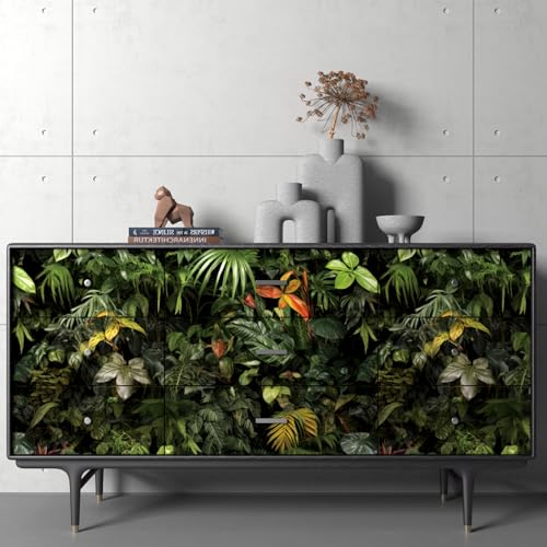 ReWallpaper Dark Botanical Peel and Stick Wallpaper Green Rainforest Mural Tropical Wall Paper for Bathroom Bedroom Kids Room Removable Secret Garden Decorative Contact Paper for Cabinets 17.5inx10ft - Image 2