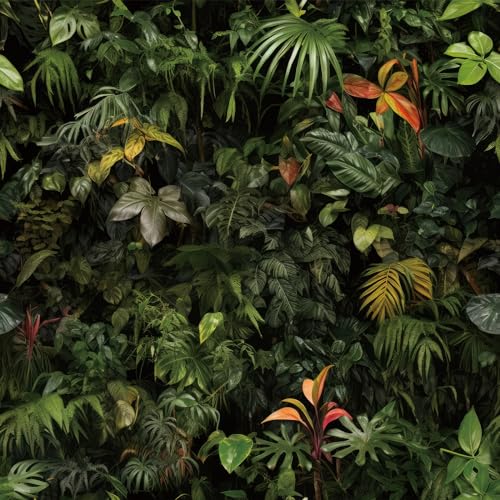 ReWallpaper Dark Botanical Peel and Stick Wallpaper Green Rainforest Mural Tropical Wall Paper for Bathroom Bedroom Kids Room Removable Secret Garden Decorative Contact Paper for Cabinets 17.5inx10ft - Image 1